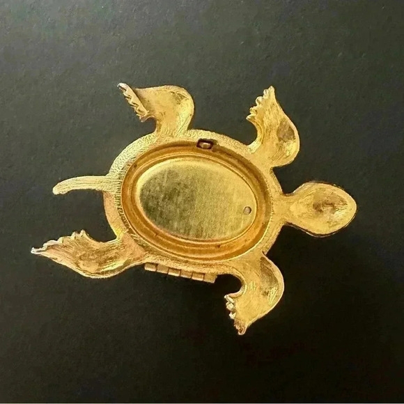 Vintage 1971 AVON Tortoise Green Sea Turtle Shell Eyes Perfume Glacé Gold tone. - Picture 3 of 9